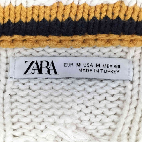 ザラ ZARA Vネック ケーブルニット メンズ  M